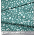 thumbnail image 2 of Soimoi Blue polyester Crepe Fabric Leaf Floral Print Fabric by the Yard 42 Inch Wide, 2 of 3