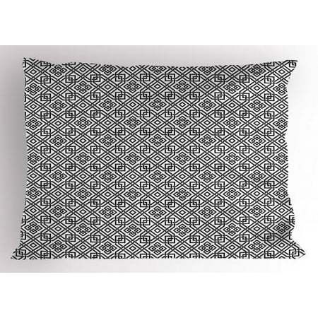 Celtic Knot Motif Celtic Pillow Sham Illustration of Celtic Interlaced Pattern Traditional Everlasting Knot Motif, Decorative Standard Size Printed Pillowcase, 26 X 20 Inches, Black and White, by Ambesonne ()