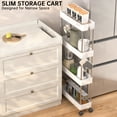 thumbnail image 6 of Cshidworld Storage Cart 4 Tier Slim Cart, Rolling Utility Cart Storage Organizer Slide Out Cart, Mobile Shelving Unit Organizer Trolley for Office Bathroom Kitchen Laundry Narrow Places, White, 6 of 7