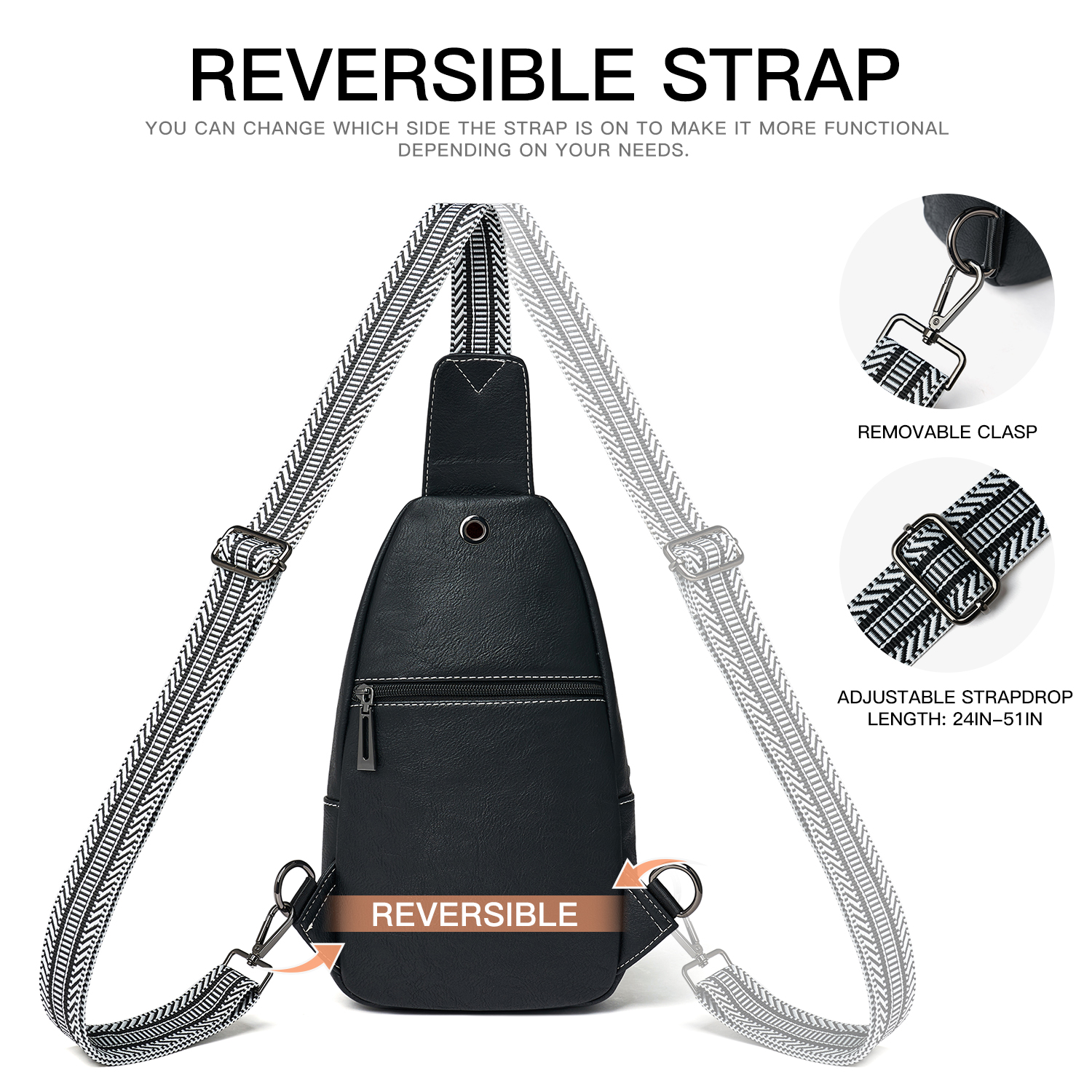 7L Sling Bag for Women & Men, Leather Anti-Theft Crossbody Backpack, Small Daypack Fanny Pack for Travel, Hiking, and Work
