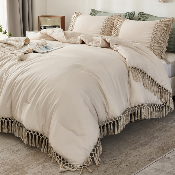 Juego de edredón Andency King Size Beige con 3 piezas