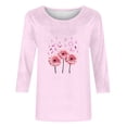thumbnail image 7 of Nfurl Women Blessed Breast Cancer Awareness Shirts Elegant Flower Pink Ribbon Graphic Tees Casual Plus Size Cewneck 3/4 Sleeve Tshirts for Survivor Gifts Pink M, 7 of 7