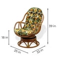 thumbnail image 5 of Wickerix Set of 2 Bali Lounge Swivel Rocking Chairs with Floral Cushion and Pelangi Round Coffee Table Natural Rattan Wicker Handmade, Colonial, 5 of 7