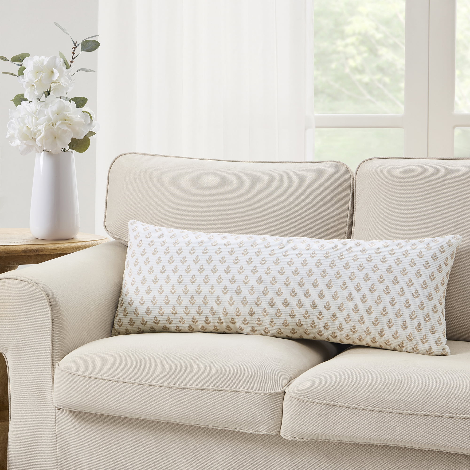 My Texas House 14" x 36" Ivory/Beige Block Print Decorative Pillow
