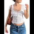 thumbnail image 1 of Top Corto de Corta para Mujer con Ribete de Encaje, Estilo Bohemio, con Volantes y Lazo en la Parte Delantera. L, 1 of 8