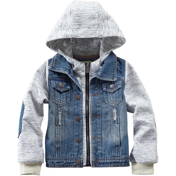MuXiKeJi Durable Classic Denim Jacket With Adjustable Hood For Boys Youth Casual Coat