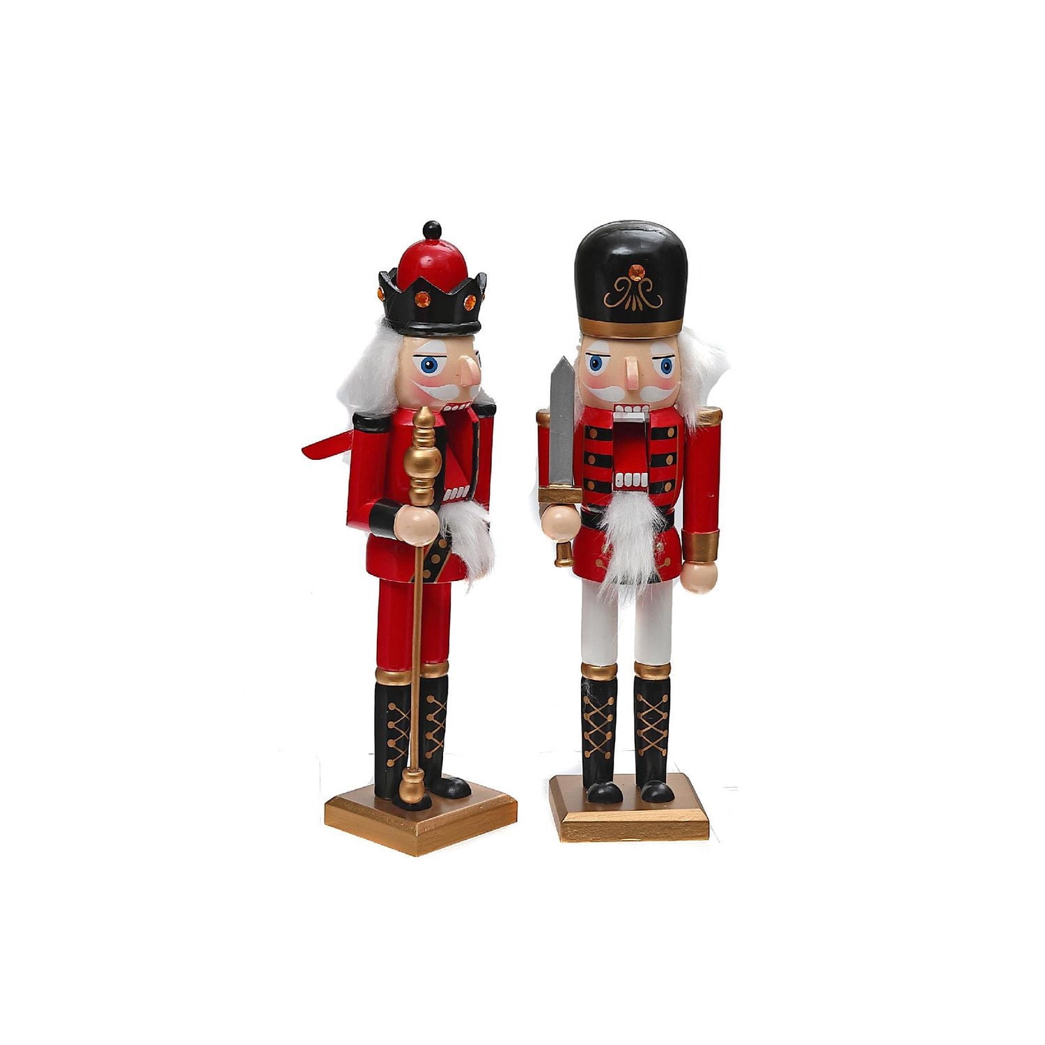 Christmas Wooden Nutcracker Figurine  11" - Set of 2