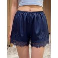 thumbnail image 3 of Shorts casuales de verano para mujer con cintura elástica, ribete de encaje y pernera ancha., 3 of 8