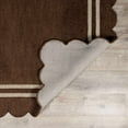 thumbnail image 6 of Hauteloom Chogan Modern Geometric Bordered Solid Color Runner Rug for Hallway, Kitchen - Hand Tufted Wool Natural Fiber Carpet with Scalloped Edges - Chocolate Brown, Taupe - 2'6" x 8', 6 of 14