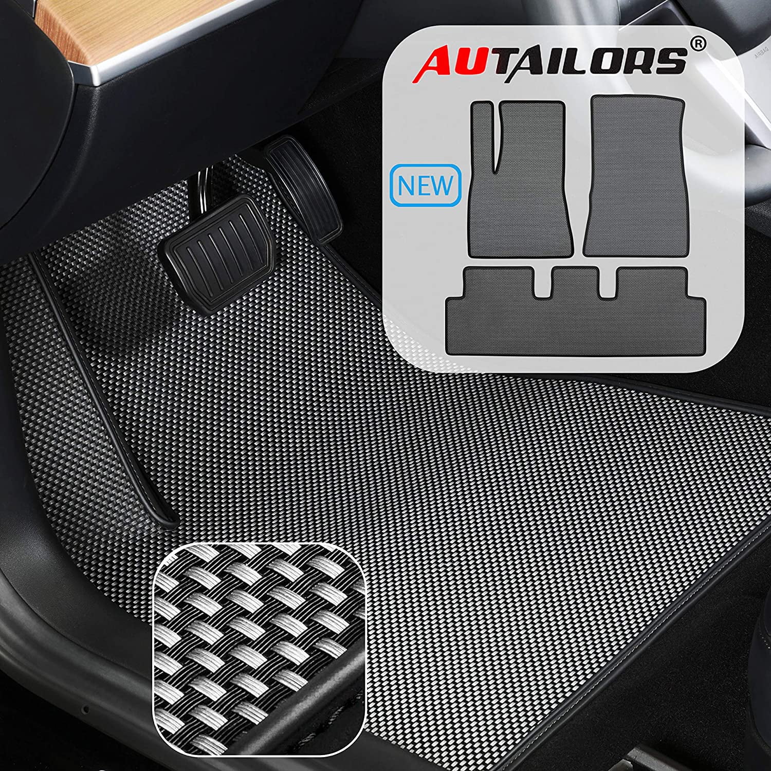 AUTAILORS Tesla Model 3 Floor Mats 2017 2018 2019 2020 All Weather