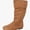 Brown, variant on Mid Calf Boots for Women Round Toe Side Zipper Low Heel Casual Versatile Comfort Boots Size 6