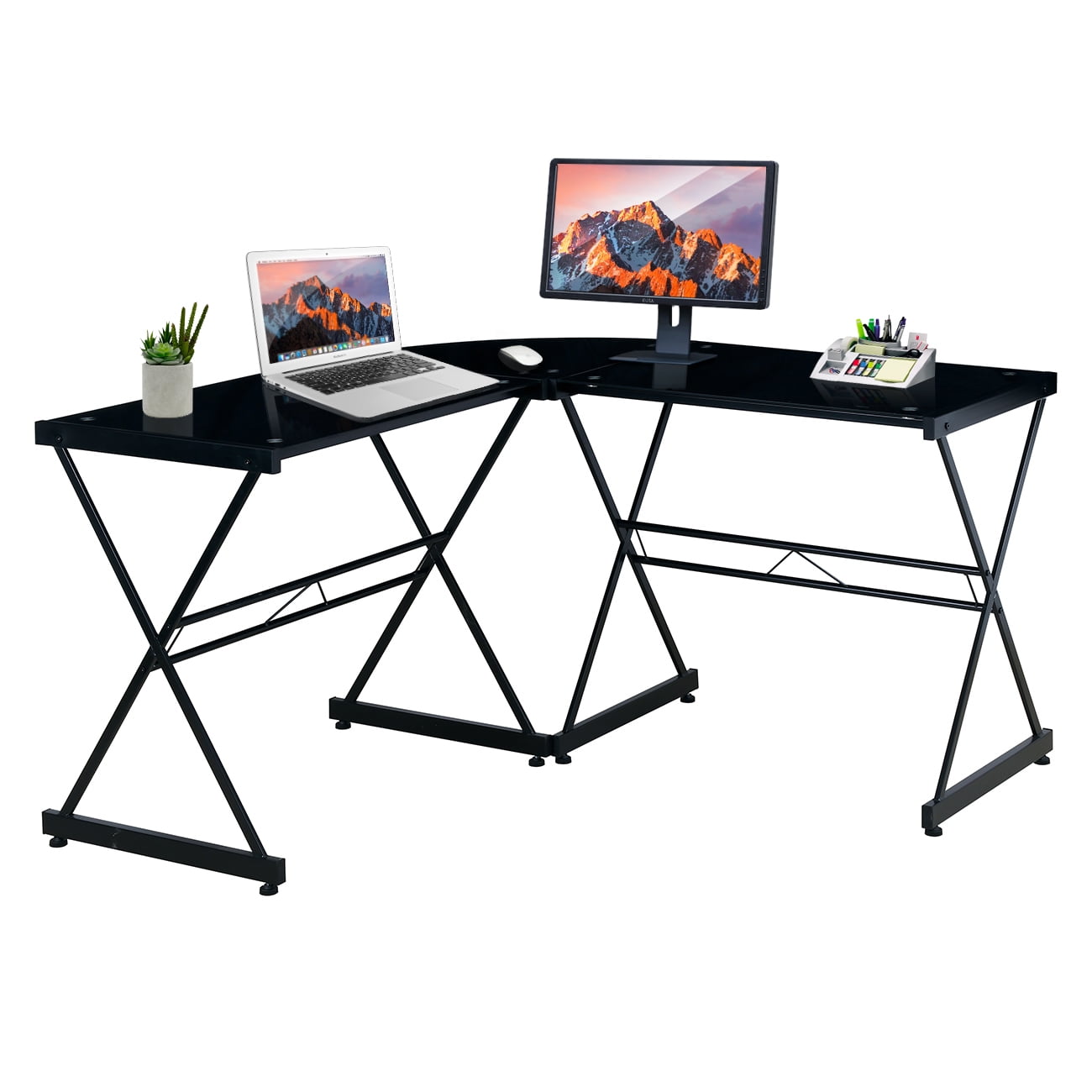 Buy Techni Mobili LShaped Glass Computer Desk, Black Online at Lowest Price in India. 1600431795