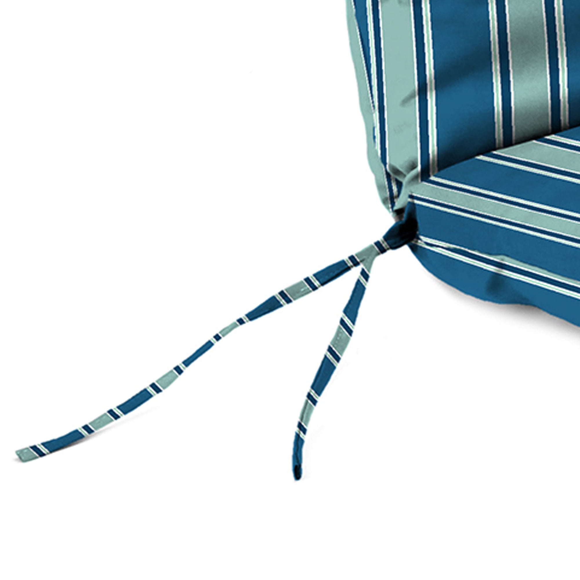 Jordan Manufacturing 72" x 22" Sanders Puff Blue and Gray Green Stripe Rectangular Outdoor Chaise Lounge Cushion with Ties and Hanger Loop