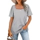 thumbnail image 3 of Camiseta de manga corta con cuello cuadrado para mujer, ropa con estampado de rayas, holgada, informal, elegante, de calle, 2022, 3 of 5