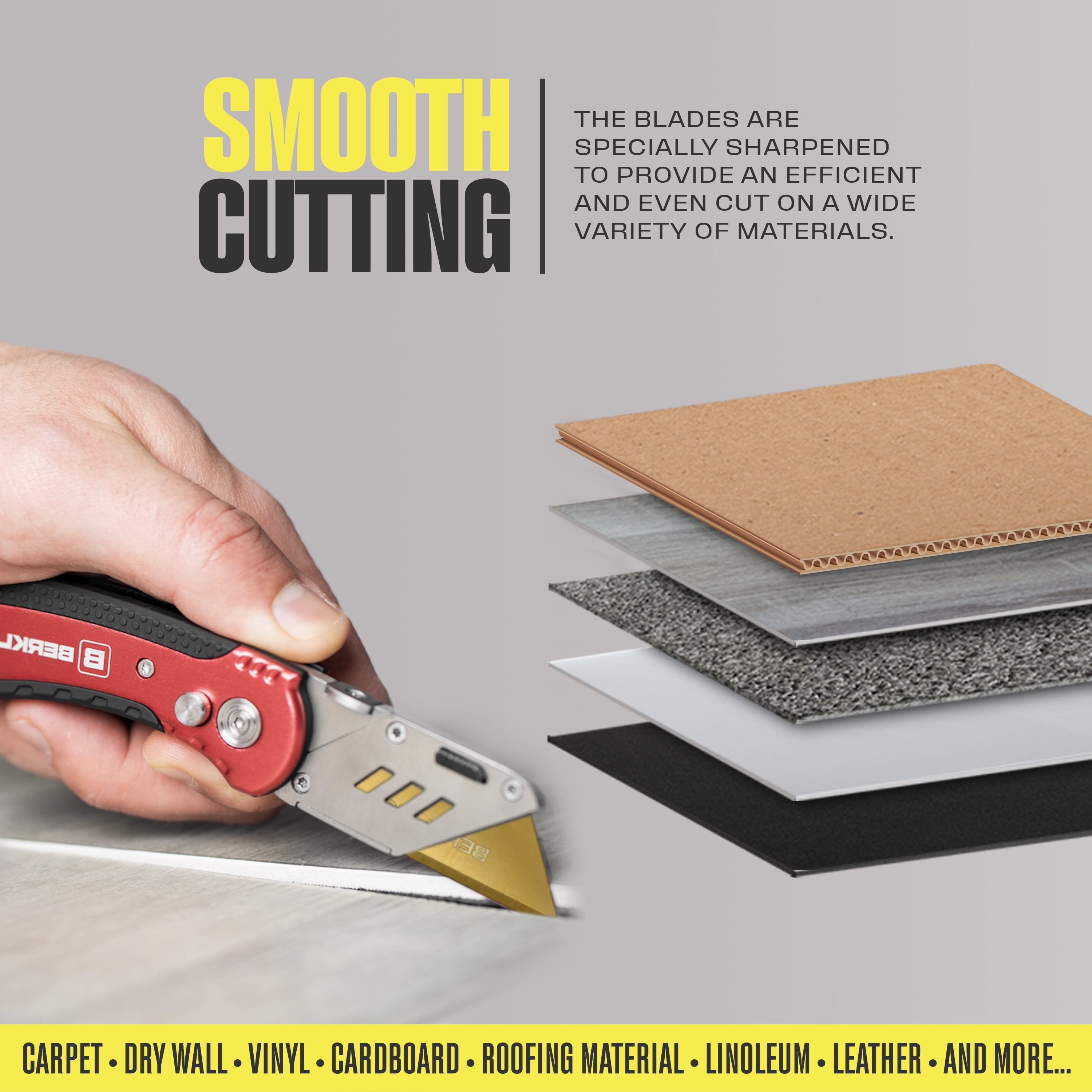 Berkling Utility Knife Replacement Blades, Titanium-Plated Carbon Steel, 50 Pack With Dispenser