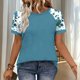 thumbnail image 2 of Tops de manga corta de mujer casual con impresión fuera del hombro, blusa de moda de manga Raglan para primavera verano, 2 of 8