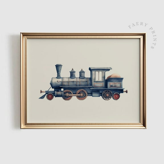 Modroom Red Train Print | Vintage Wall Art | Train Nursery Print | Boy Toddler Room Print | Antique Nursery Art | #926 Wall Art, Modern Wall Decor, 8x12 UNFRAMED