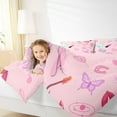 thumbnail image 4 of Manfei Girly Pink Fashion Full Size Comforter Sets for Teen, Cartoon Princess Hat Bedding Comforter Set, Kawaii Butterfly Reversible Bedding Sets, Breathable Home Decor, 3 Pieces, 4 of 8