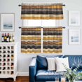 thumbnail image 5 of Farm Gradient Yellow Brown Wood Grain Curtain Tier and Valance Set 3 Piece, Vintage Wood Board 3-inch Rod Pocket Window Tier Curtains Valance for Kitchen Living Room, 5 of 9