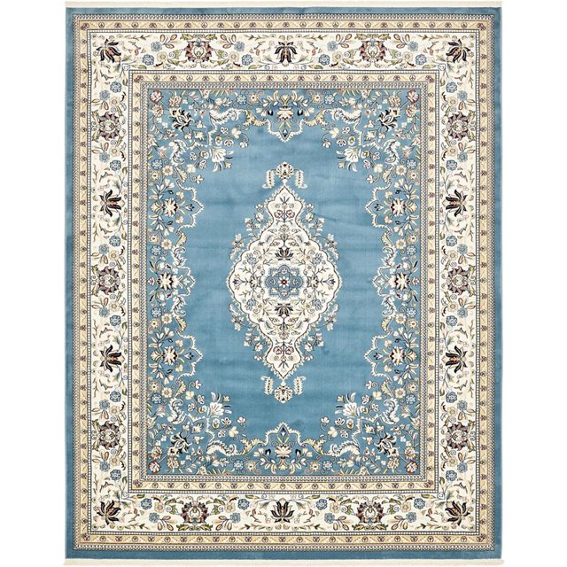 Unique Loom Narenj Medallion Textured Area Rug 8' x 10' Rectangle Blue/Tan