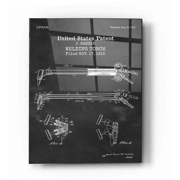 Epic Art 'Welding Torch Blueprint Patent Chalkboard' Acrylic Glass Wall Art, 12"x16"