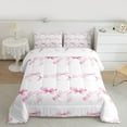 thumbnail image 2 of Manfei Kawaii Bowtie Bedding Comforter Set,Cute Bowknot Ribbon Twin Comforter Sets,Pink White Bow Bedding Set For Girls Teens,Breathable Home Decor Reversible,2-Piece, 2 of 8