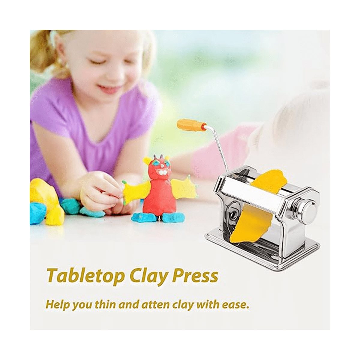 Soft Clay Clay Machine Handmade DIY Making Soft Clay Tools Desktop Clay Extruder with Handle Clay Roller Machine for DIY