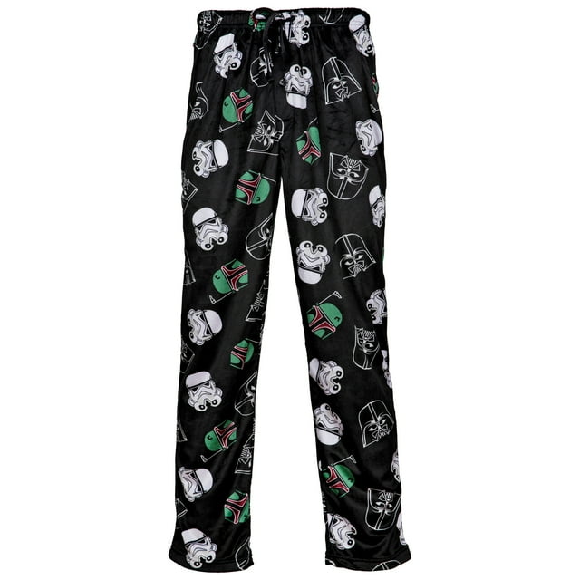 Star Wars Boba Fett, Darth Vader and Trooper Heads Fleece Sleep Pants-Large (36-38)