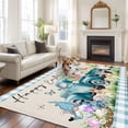 thumbnail image 2 of Non-Slip Rug Pad Rugs Spring Easter Teal Truck Dwarf Stripes Eggs Rectangle Area Rugs 5x7Ft Soft Carpet Pads for Living Room Kids Room, Green Grass Floral, 2 of 9