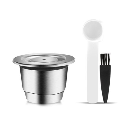 Bar Spoon Brush Stainless Steel Coffee Tool Refillable Capsule Reusable Pods Coffee Capsule Tamper SET 1