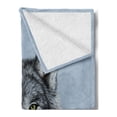 thumbnail image 2 of Wolf Soft Flannel Fleece Throw Blanket, Dog Portrait Gaze Sublime Animal Illustration Canine Beast, Cozy Plush for Indoor and Outdoor Use, 50" x 70", Black Beige Bluegrey, by Ambesonne, 2 of 5