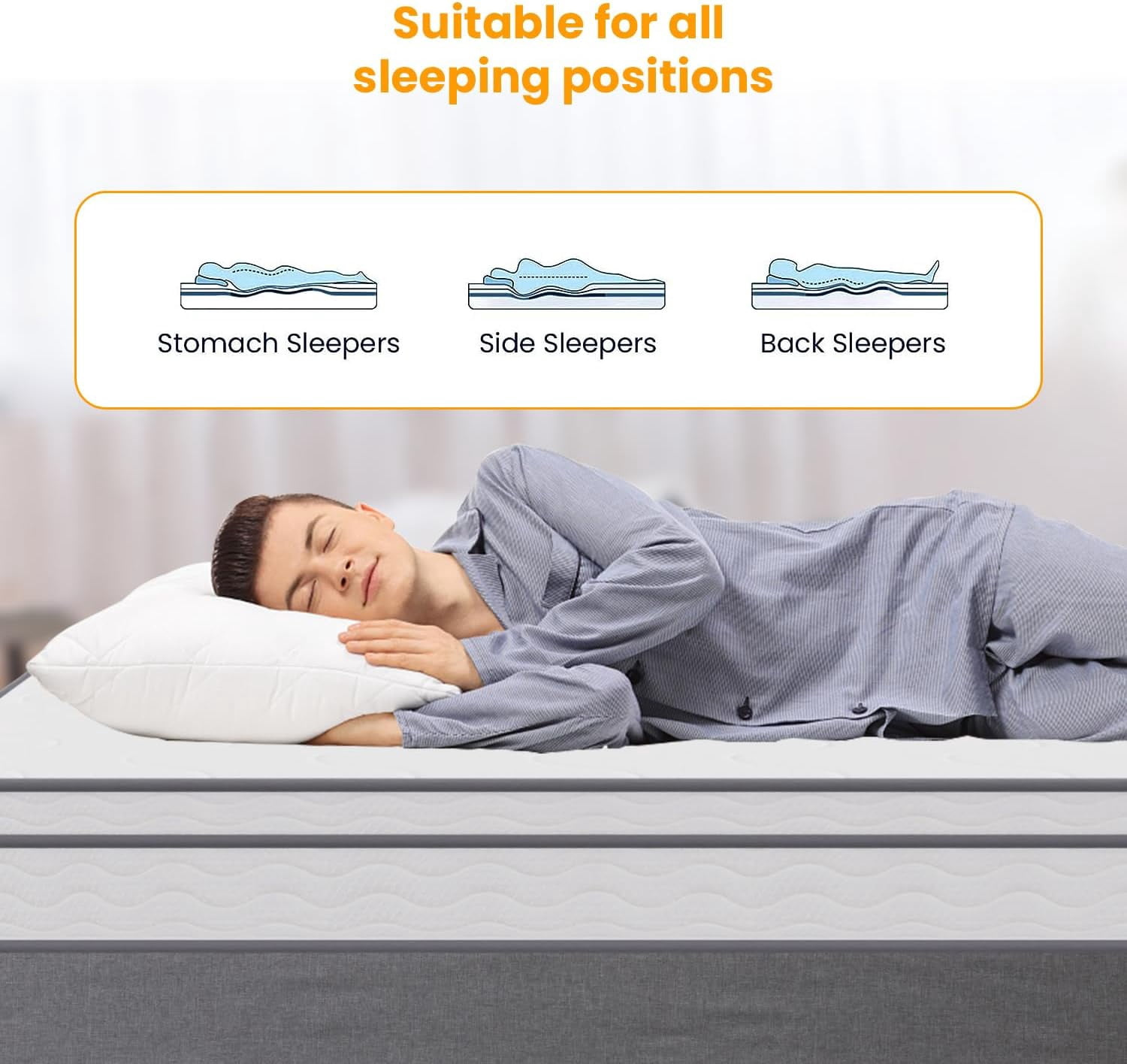 Dkelincs 12 inch Innerspring Mattress Gel Memory Foam Medium Firm Mattress Spring Mattress with Bamboo Charcoal, Twin