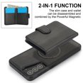 thumbnail image 5 of Decase for Samsung Galaxy S21 Flip PU Leather Back Cover with 2-in-1 Detachable Magnetic Wallet with 5 Card Slots Compatible Mag-Safe and RFlD Blocking Kickstand and Wireless Charging,Black, 5 of 5