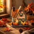 thumbnail image 2 of Light-Up Pumpkin House Tabletop Decoration, Halloween Pumpkin House Ornament with LED Glow, Spooky Village Decor for Shelf Mantel Centerpiece(Small), 2 of 6