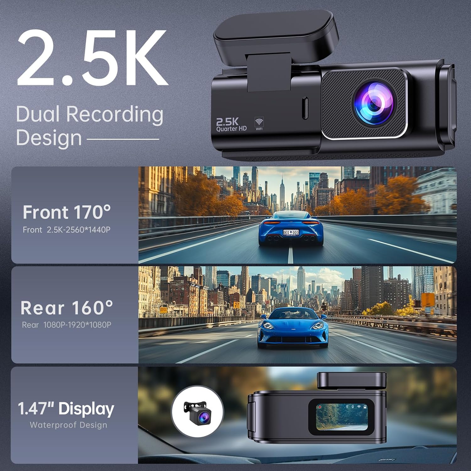 Soifcik Dual Dash Cam 2.5K Front and Rear photo 6