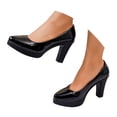 thumbnail image 3 of Win s Way Women's Chunky Heel Solid Low Top Slip On Dress Shoes Comfort Work Evening, 3 of 9
