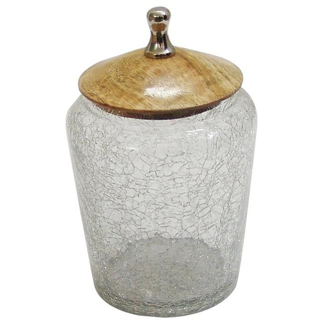 Nu Steel GC5407L Crackle Glass Canister with Wooden Lid Large