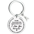 thumbnail image 1 of pstuiky Keychain Rings To My Daughter Message Keychain Stainless Steel Initial Last Name 26 Letter Family Inspirational Keychain Gift, 1 of 1