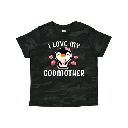 

Inktastic I Love My Godmother with Cute Penguin and Hearts Girls Toddler T-Shirt