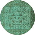 thumbnail image 1 of Ahgly Company Indoor Round Oriental Turquoise Blue Industrial Area Rugs, 3' Round, 1 of 4