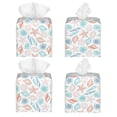 thumbnail image 2 of Uemuo Colorful Seashells1 Tissue Box Cover Holder, Square with Bottom Belt - PVC Leather Decorative Organizer for Tabletop, Bathroom, Car, Office, 2 of 8