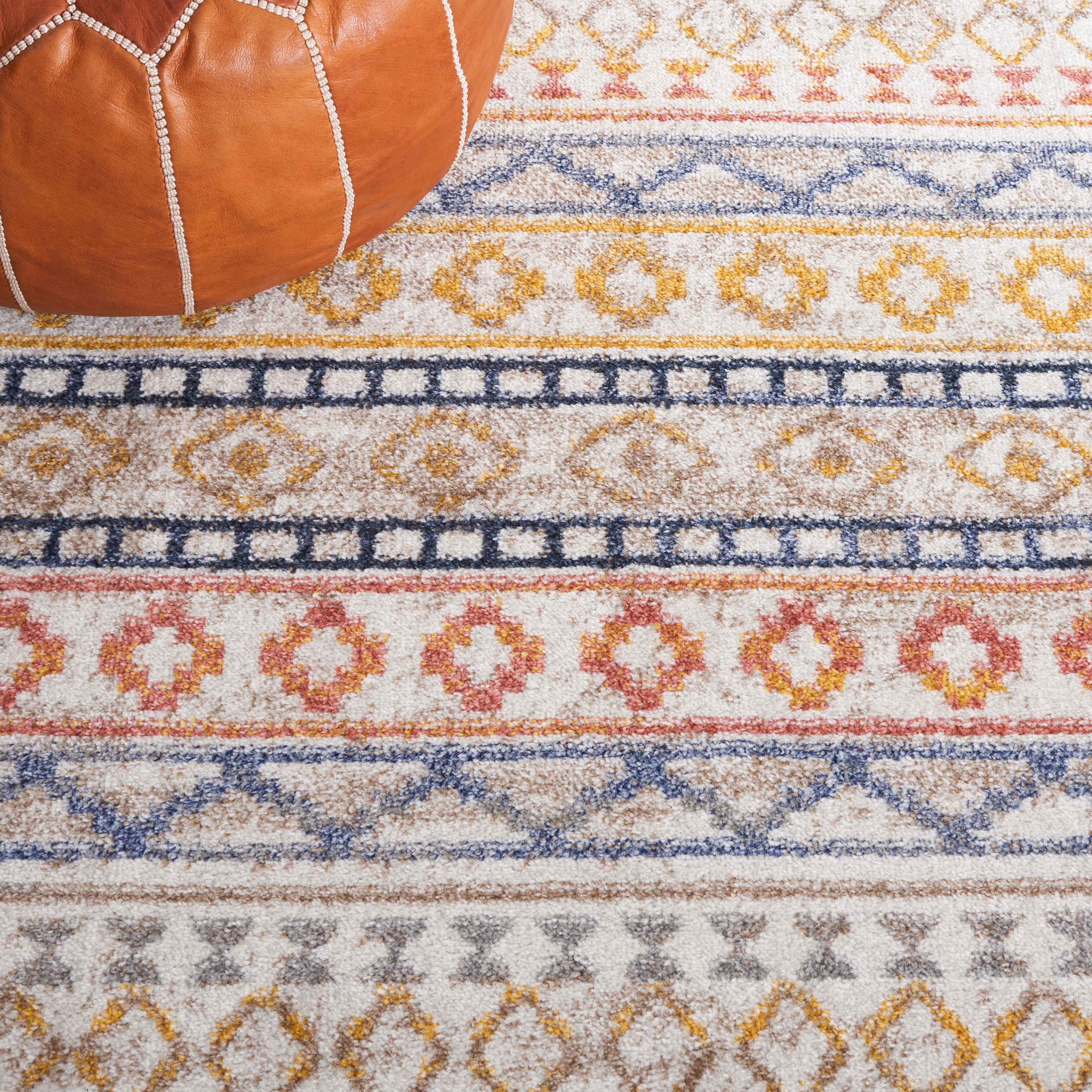 SAFAVIEH Astoria Brion Southwestern Area Rug, Ivory/Blue Rust, 5'3" x 7'6"