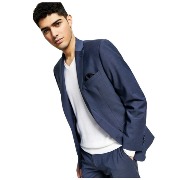 Bar III Men's Slim Fit Active Stretch Suit Jacket Sport Coat 38S Blue 2 Button