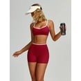 thumbnail image 4 of IBTOM CASTLE Workout Sets for Women 2 Piece Color Block Strappy Sports Bra High Waist Shorts Gym Yoga Pilates Outfits Red, 4 of 7