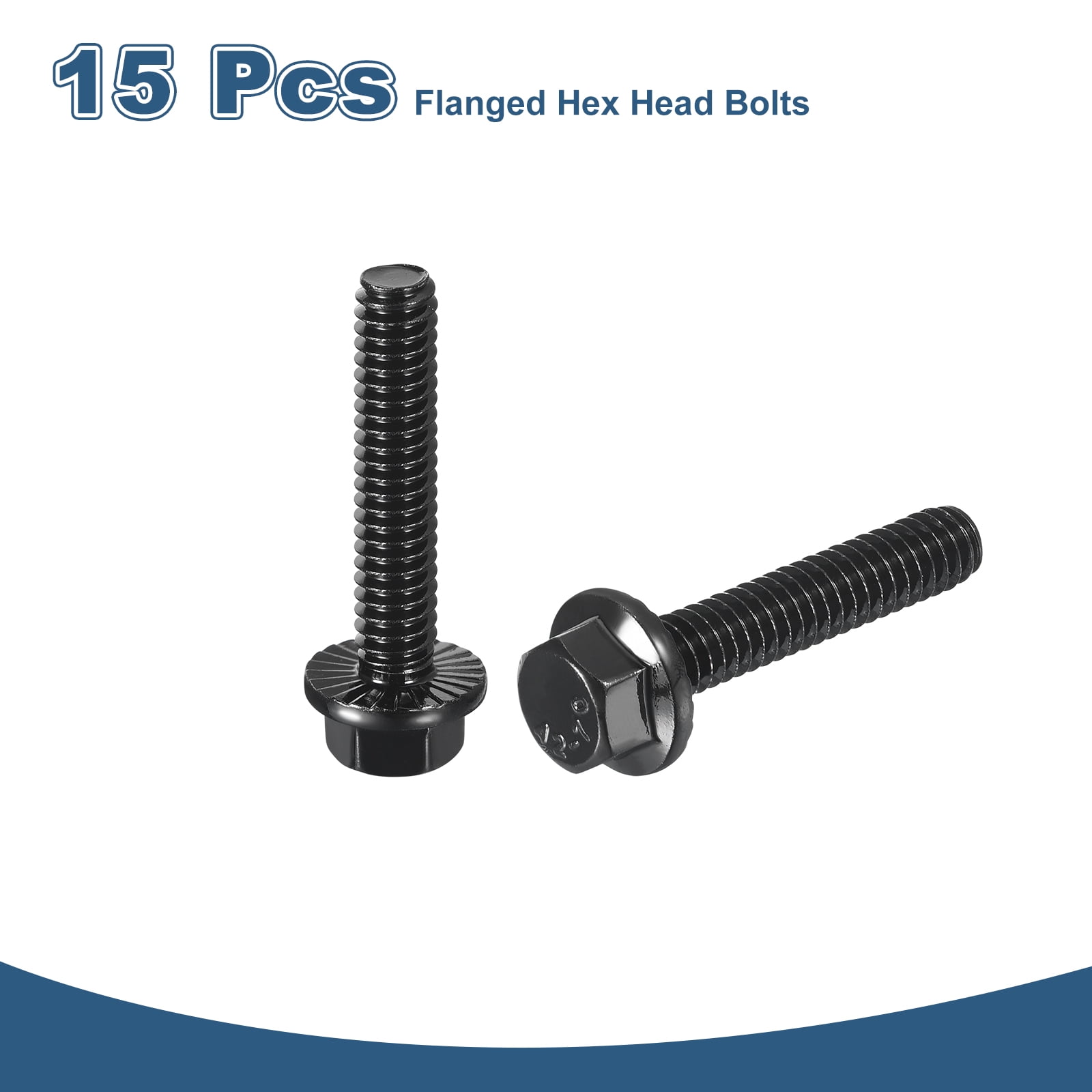 Lot De 20 Vis à Tête Hexagonale Bouton M6x55mm En Acier 10.9 - Noir - Uxcell