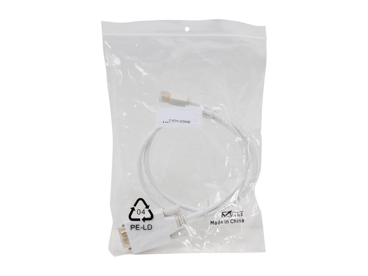 Nippon Labs MINIDP-VGA-3 3 ft. Mini DP DisplayPort Male to VGA Male Adapter Cable, White