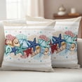 thumbnail image 2 of Blue Starfish Beach Outdoor Pillow Covers 24x24 Set of 2,Waterproof Patio Throw Pillowcase Protectors,Summer Coral Conch Coastal Retro Beige Decorative Pillow Shams Cushion Covers for Seat Bed Couch, 2 of 8