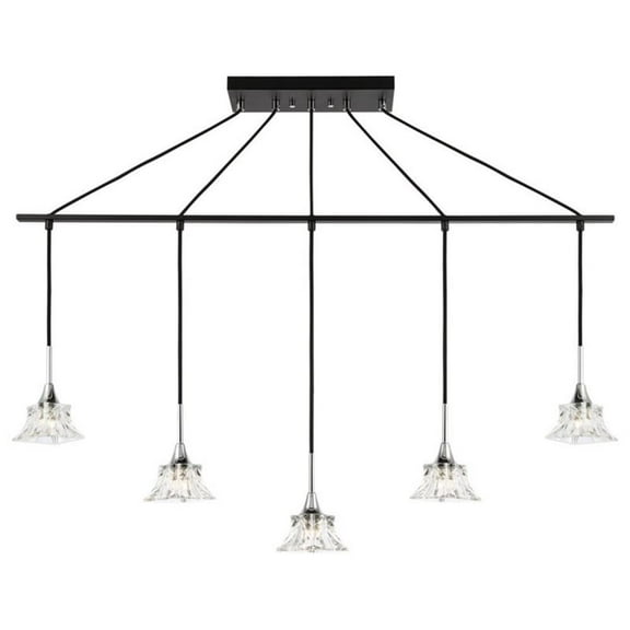 Woodbridge Lighting Christina 5-Light Metal Linear Pendant in Chrome/Bronze