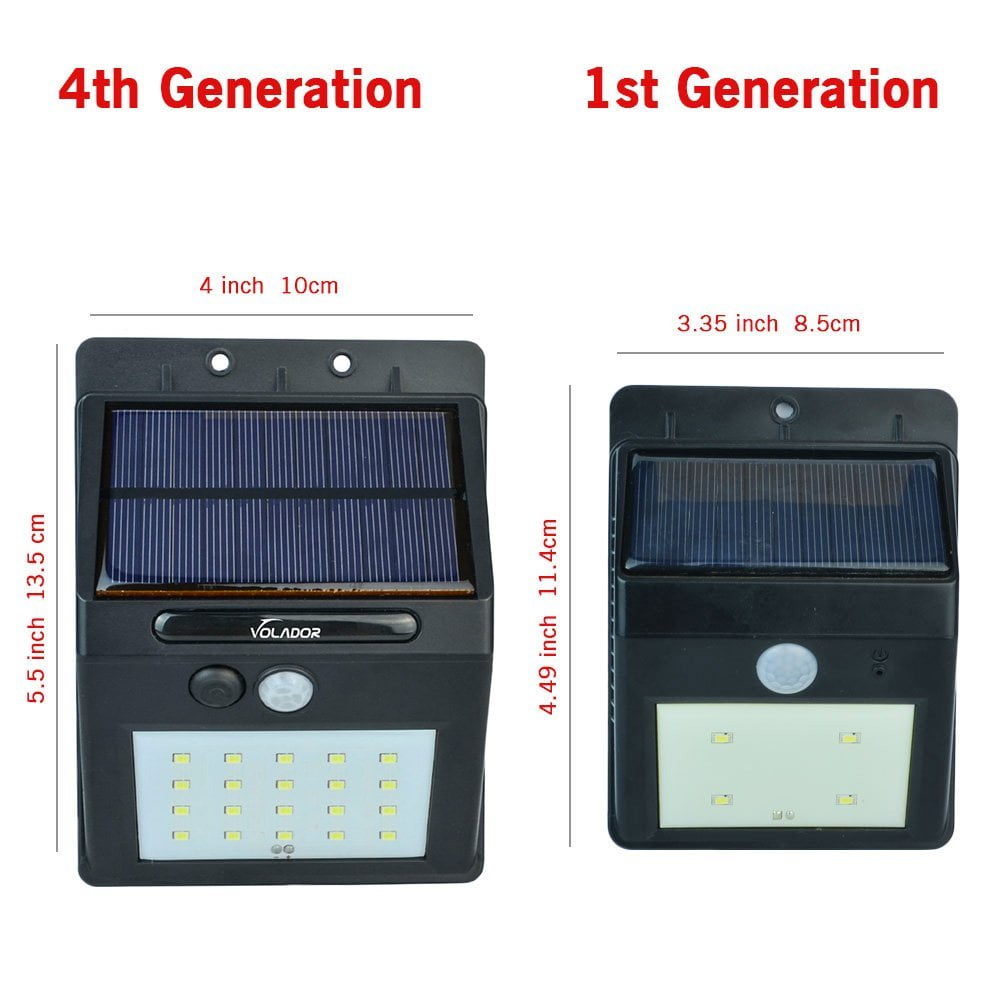 Volador Solar Outdoor Garden Lights 4 Pack 20 Leds Motion Volador Solar Outdoor Garden Lights 4 Pack 20 Leds Motion Light For Wall Lamp Patio Deck Yard Home Driveway Stairs With 2200mah Battery