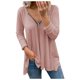 thumbnail image 1 of Mujeres damas sólido manga larga cremallera cuello en V pulóver blusa Tops camisas Fridja  hj3461, 1 of 5